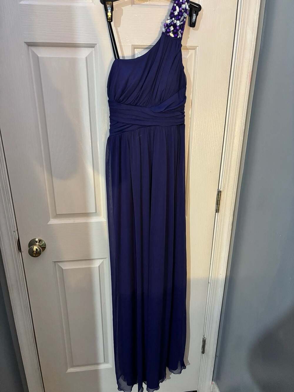 City Studio One-Shoulder Embellished Chiffon Evening Gown 1